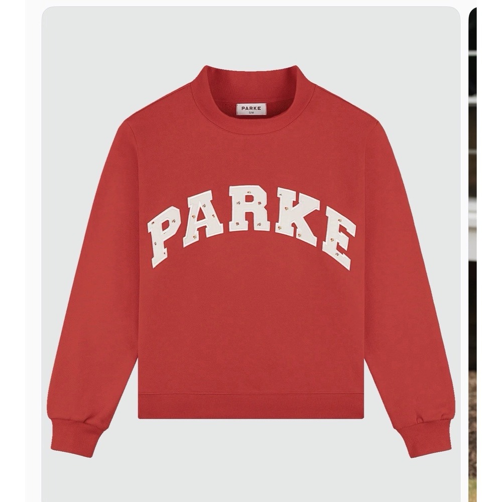 New PARKE Varsity Heritage Mockneck Sweatshirt Sunset Ruby Floral XXL 2X Red